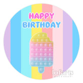 Lofaris Circle Rainbow Pop It Birthday Round Backdrops